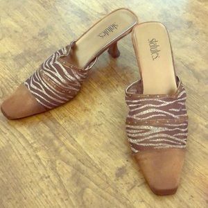 Very pretty Bronze striped mules